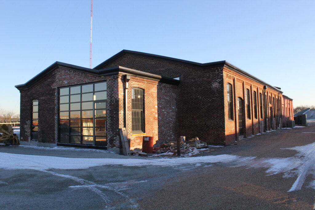 a warehouse building that is undergoing renovation
